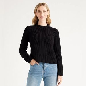 Black Quince 100% Organic Cotton Fisherman Crew Sweater